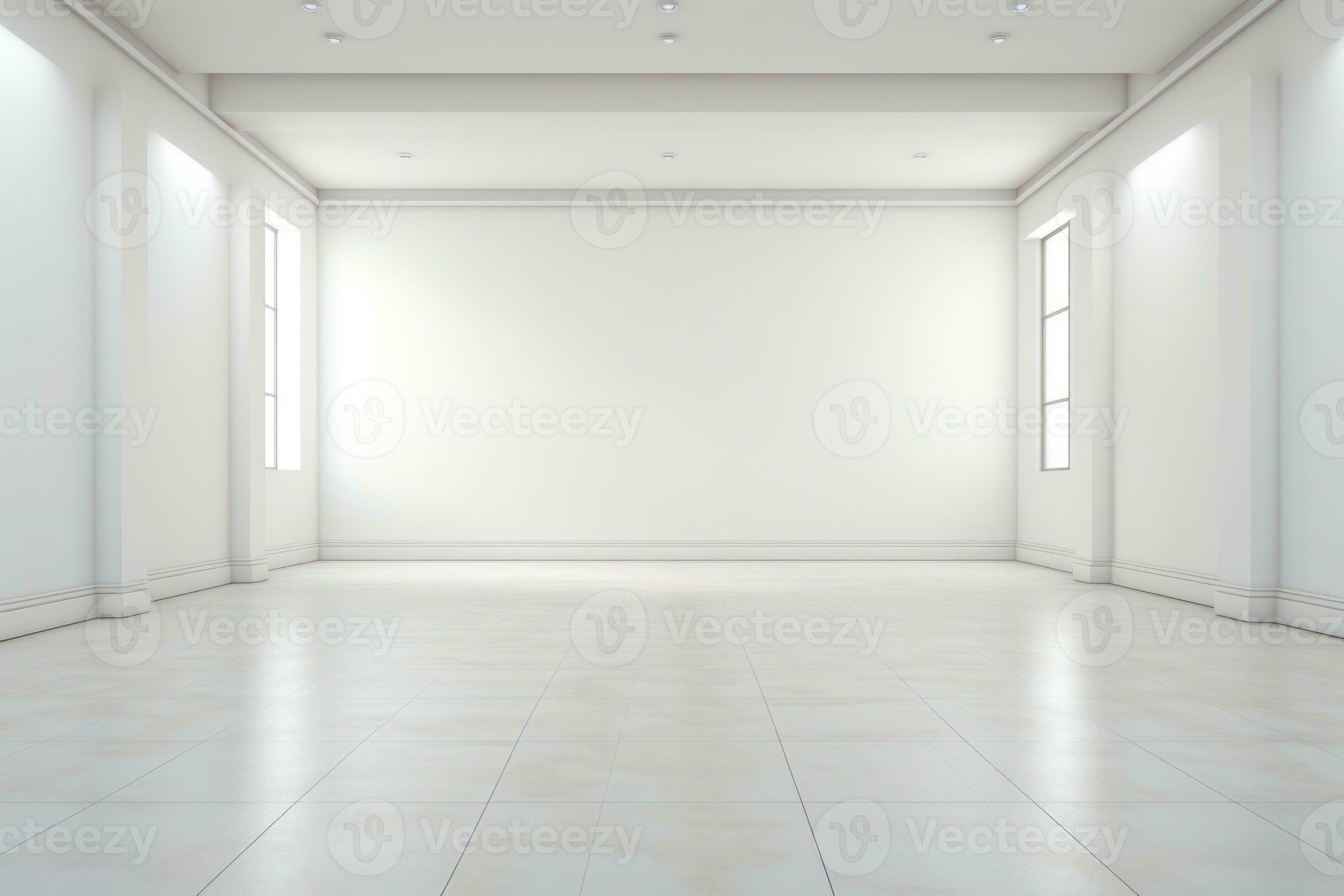 An imaginative scene showcasing an empty gallery room with pristine