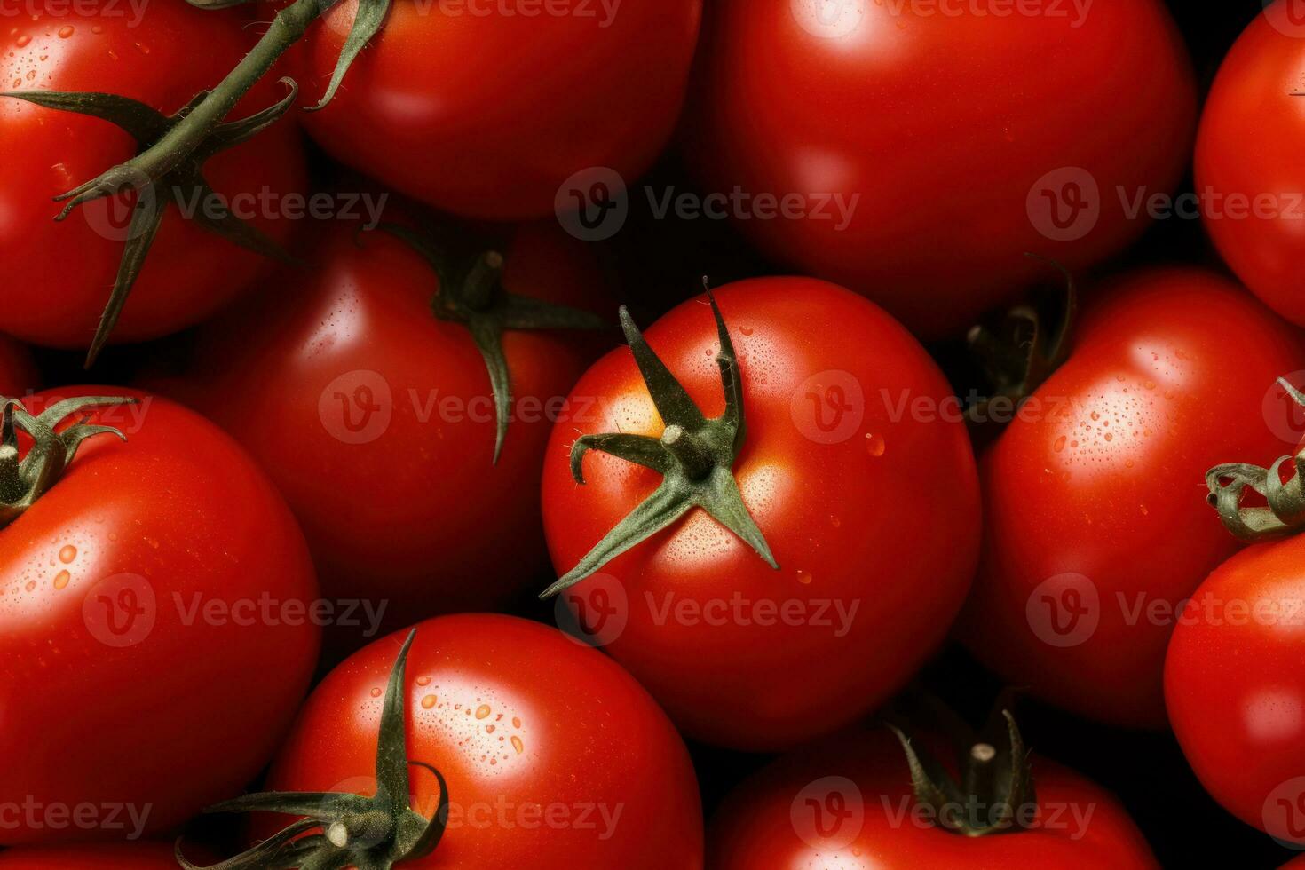 Close up of fresh tomatoes , top view, seamless pattern. Generative Ai photo