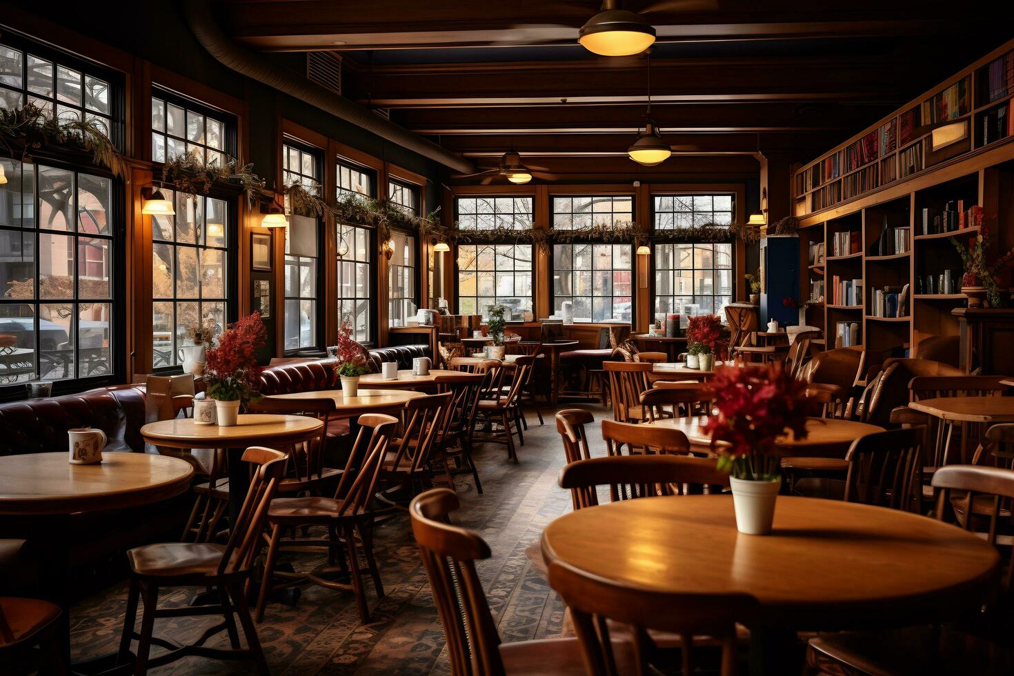 AI Generative Image of cozy ambience of cafe photo