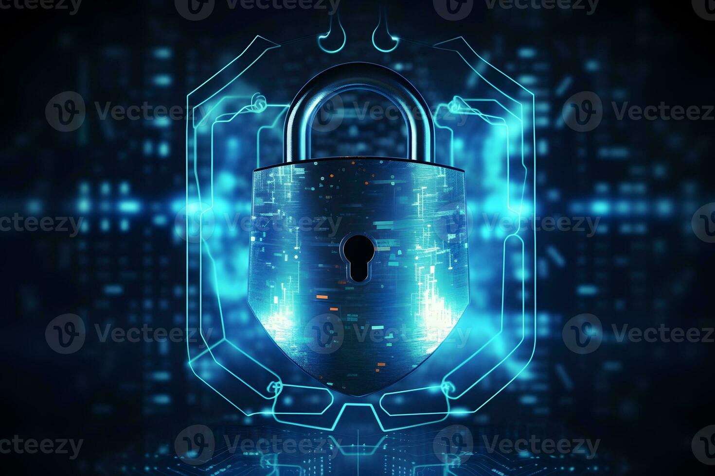 a padlock with a keyhole on a dark background. generative ai photo