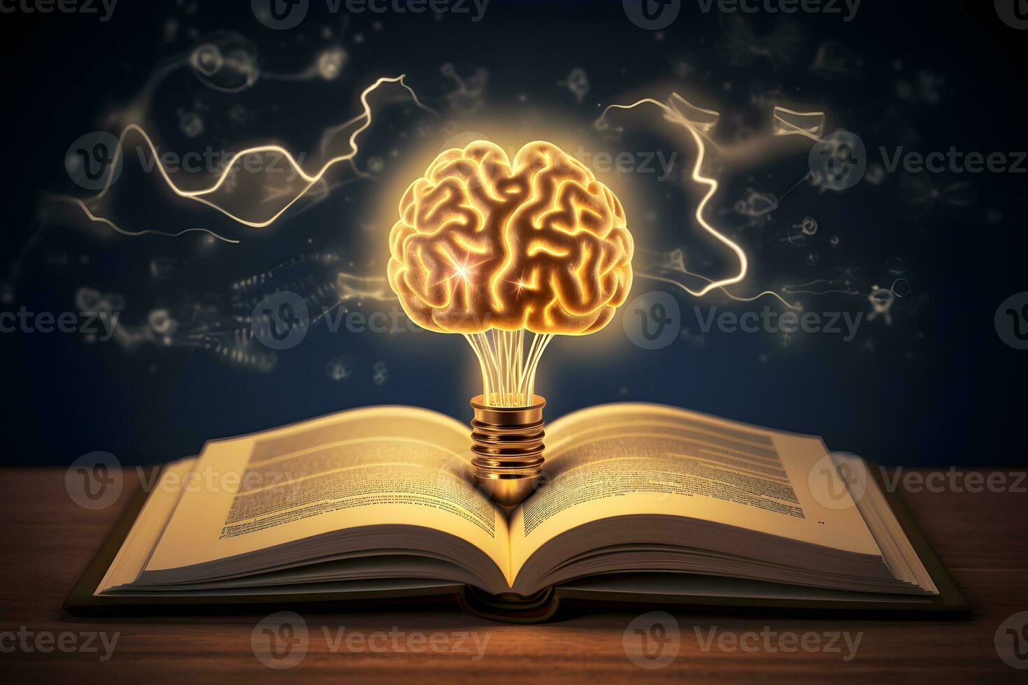 an open book with a light bulb on top of it. generative ai photo
