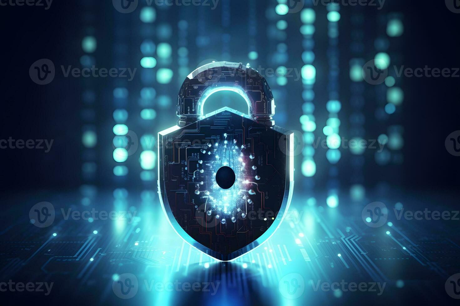 a padlock with a glowing light on it. generative ai photo