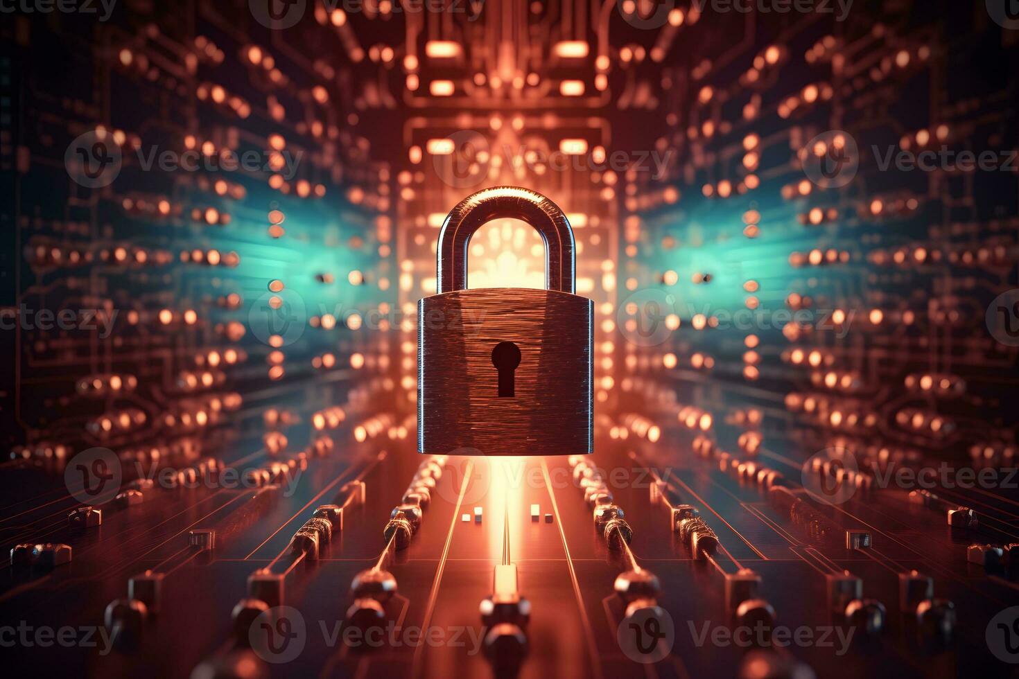 a padlock is shown in front of a computer. generative ai photo