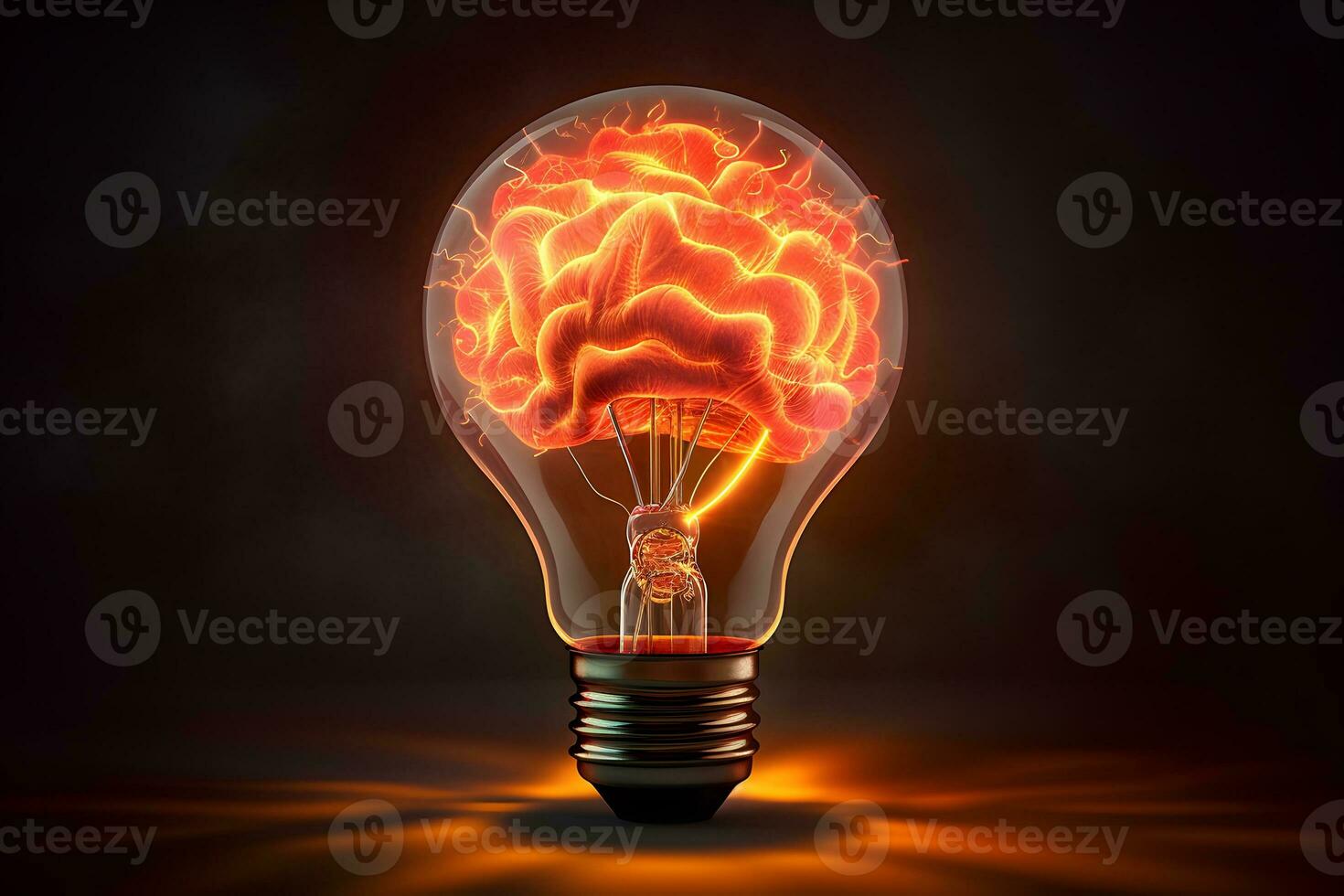 a light bulb with a brain inside. generative ai photo