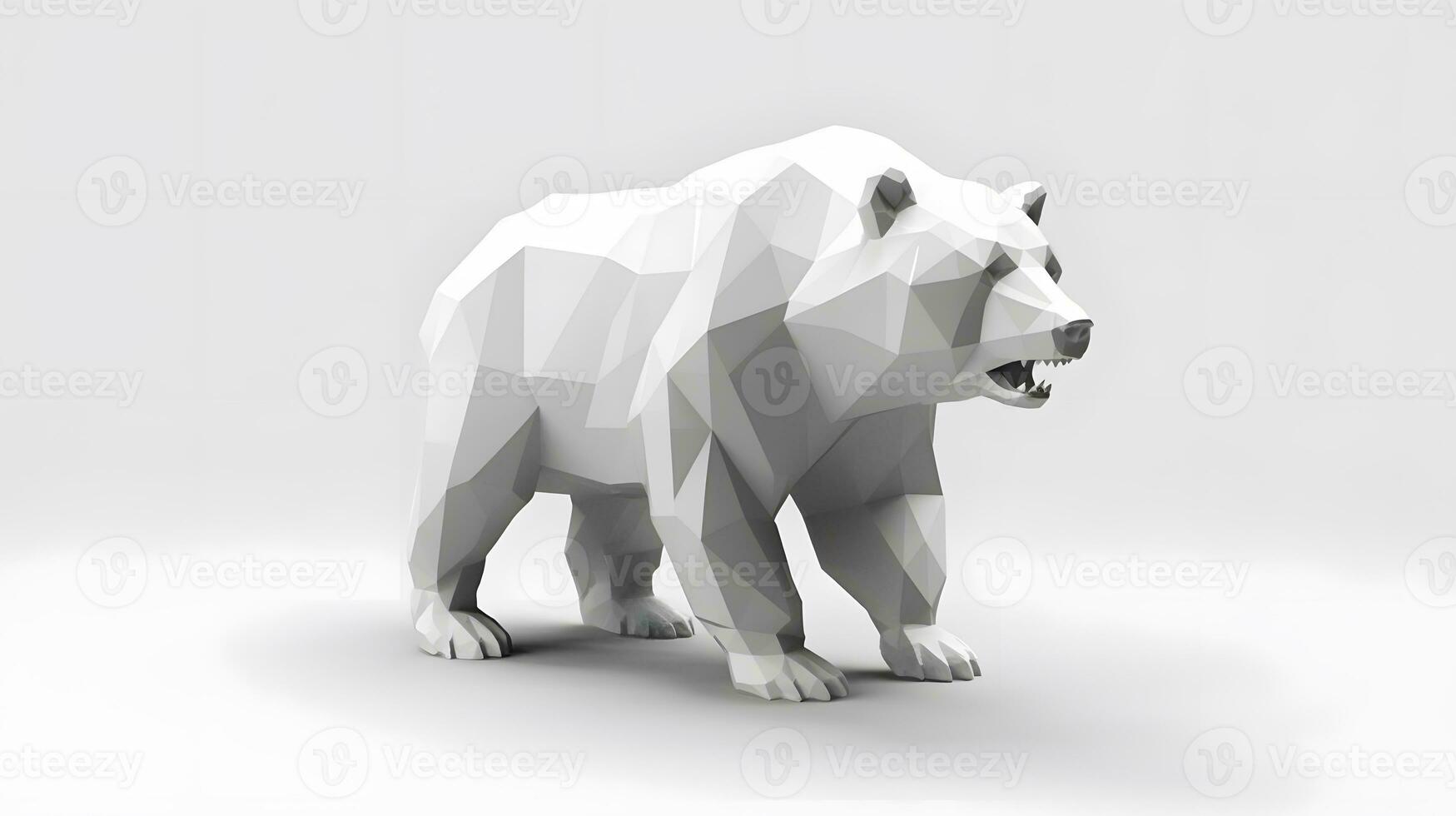un blanco oso es en pie en un blanco antecedentes. generativo ai foto