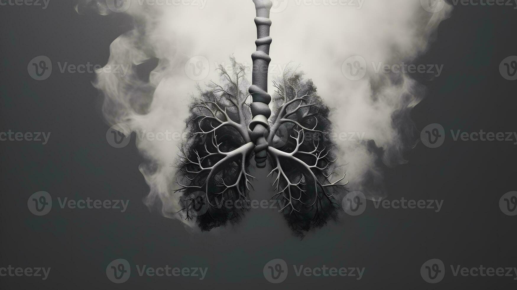 Campaign for quitting smoking. smoke in the lungs when smoking. air pollution. lung cancer. Generative AI photo