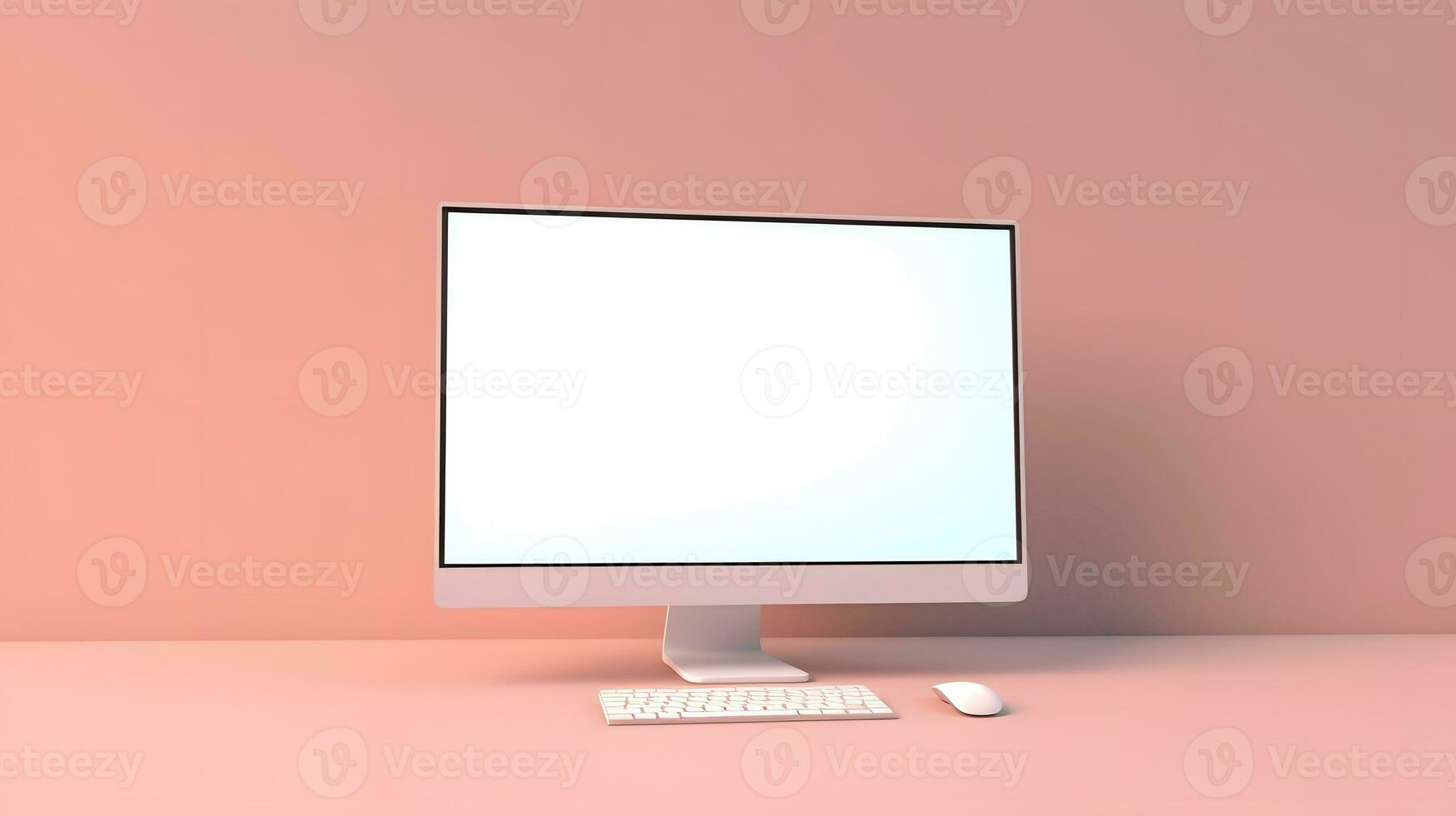 Workspace with blank screen laptop computer. Blank desktop computer screen. generative ai photo