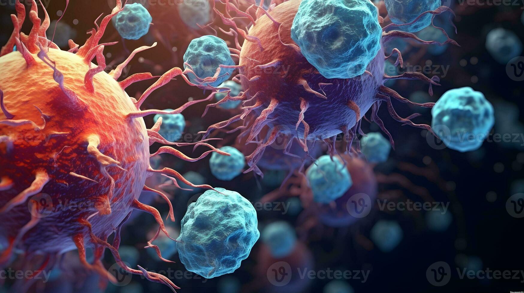 t cells or cancer cells. lymphocytes 3d. generative ai photo