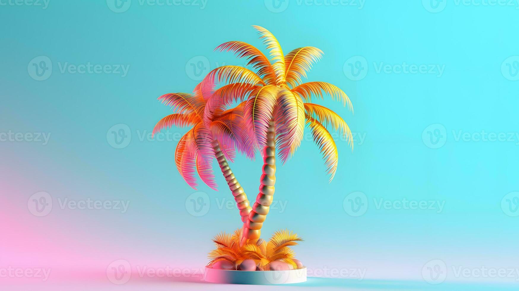 palm tree. coconut tree 3d on light pastel clean background. generative ai photo