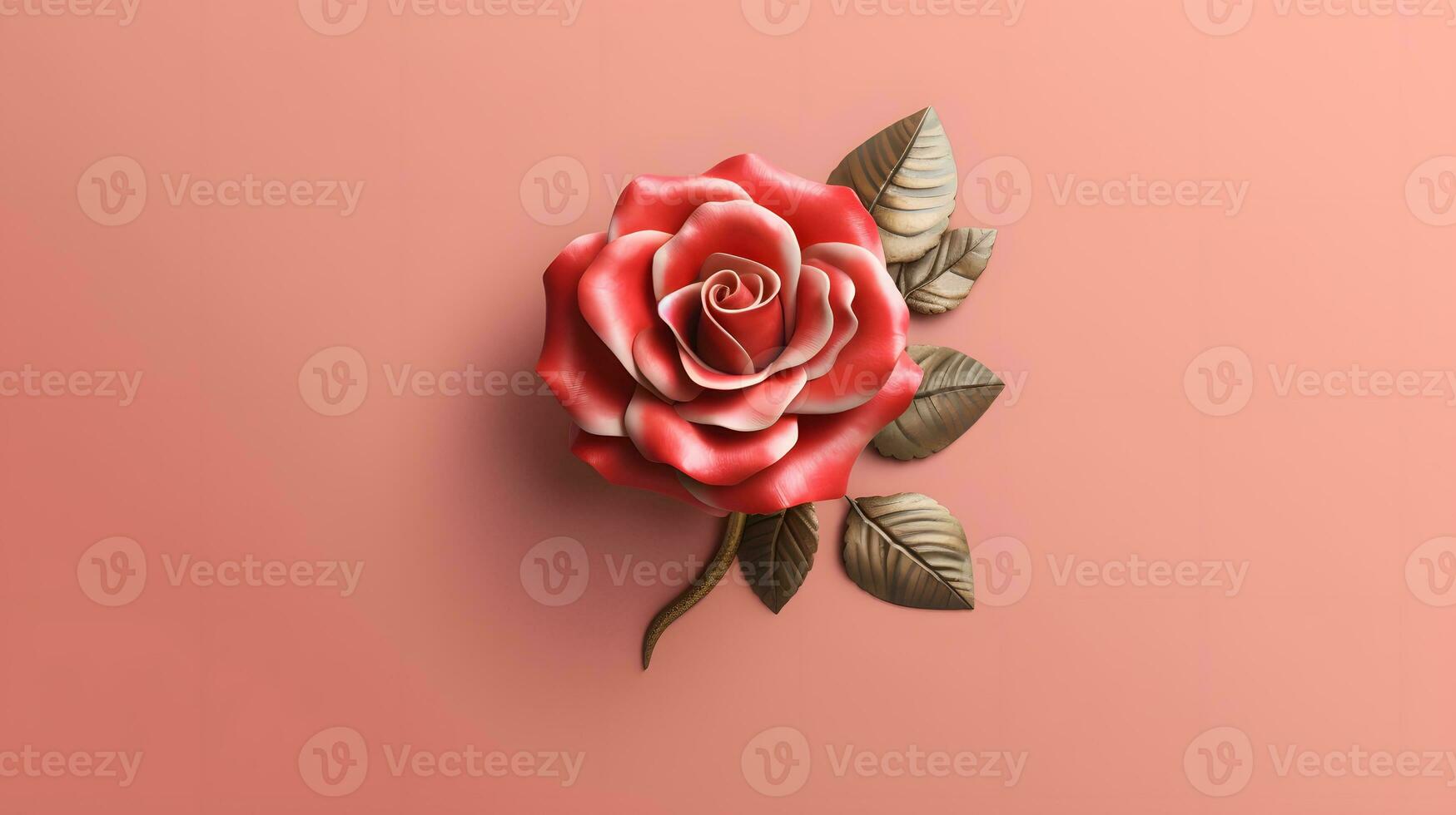 Red rose 3d. Valentine's Day decoration. generative ai photo