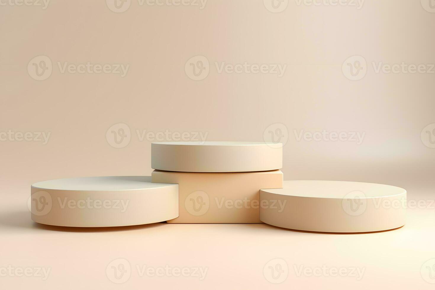 3d pastel beige background products display podium with platform. Stage showcase on pedestal. stand for cosmetic products. generative ai photo