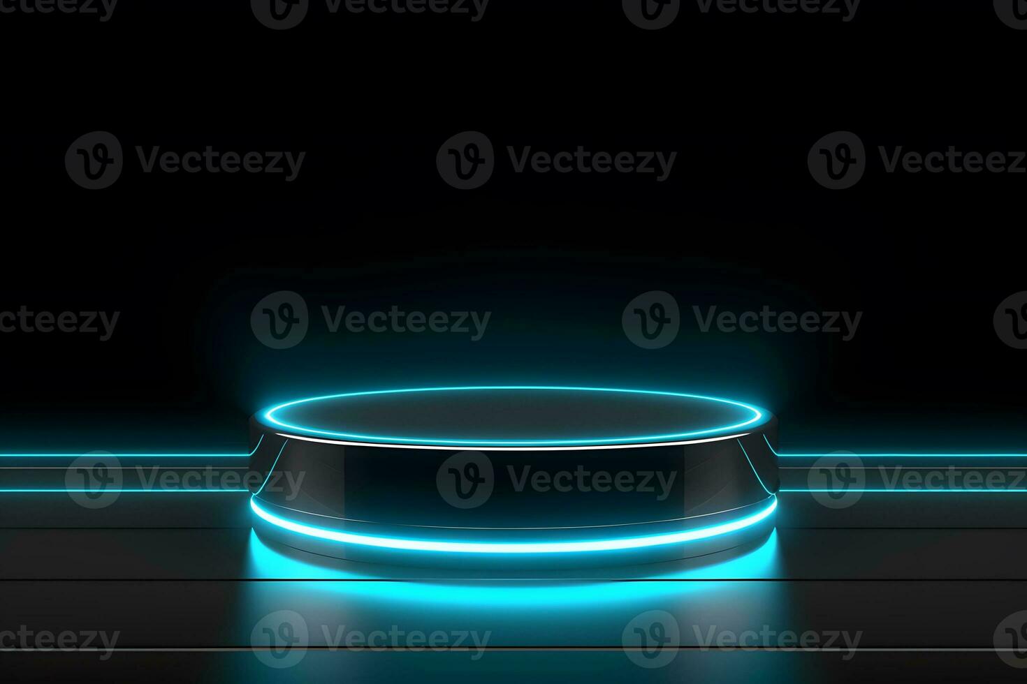Sci-Fi product stand mockup. podium for technology. device. handphone. laptop. generative ai photo