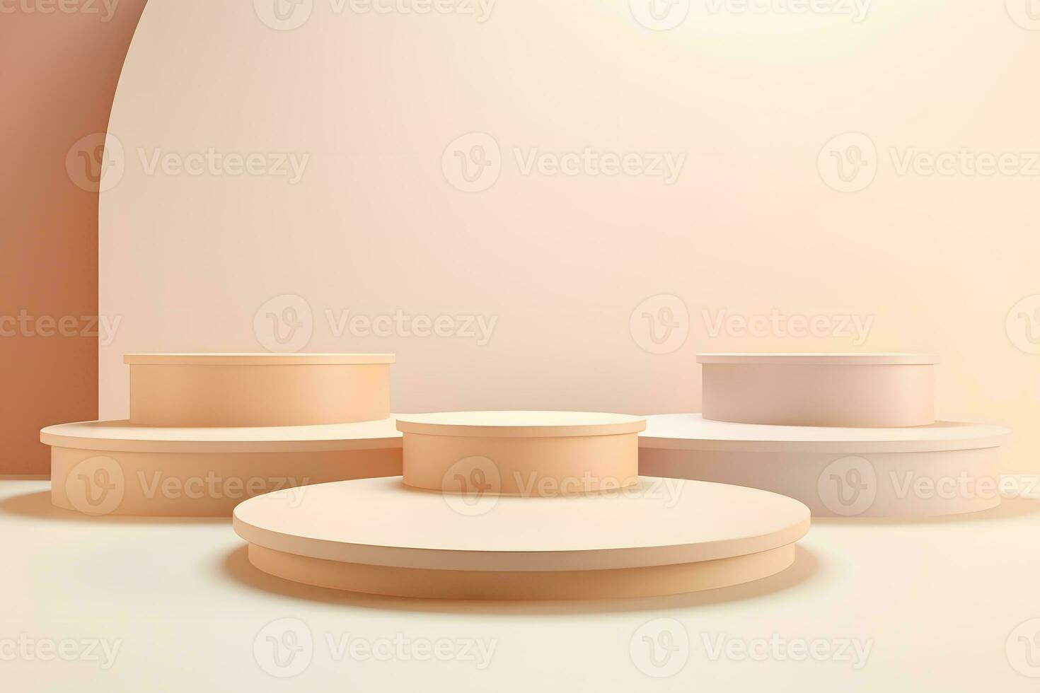 3d pastel beige background products display podium with platform. Stage showcase on pedestal. stand for cosmetic products. generative ai photo