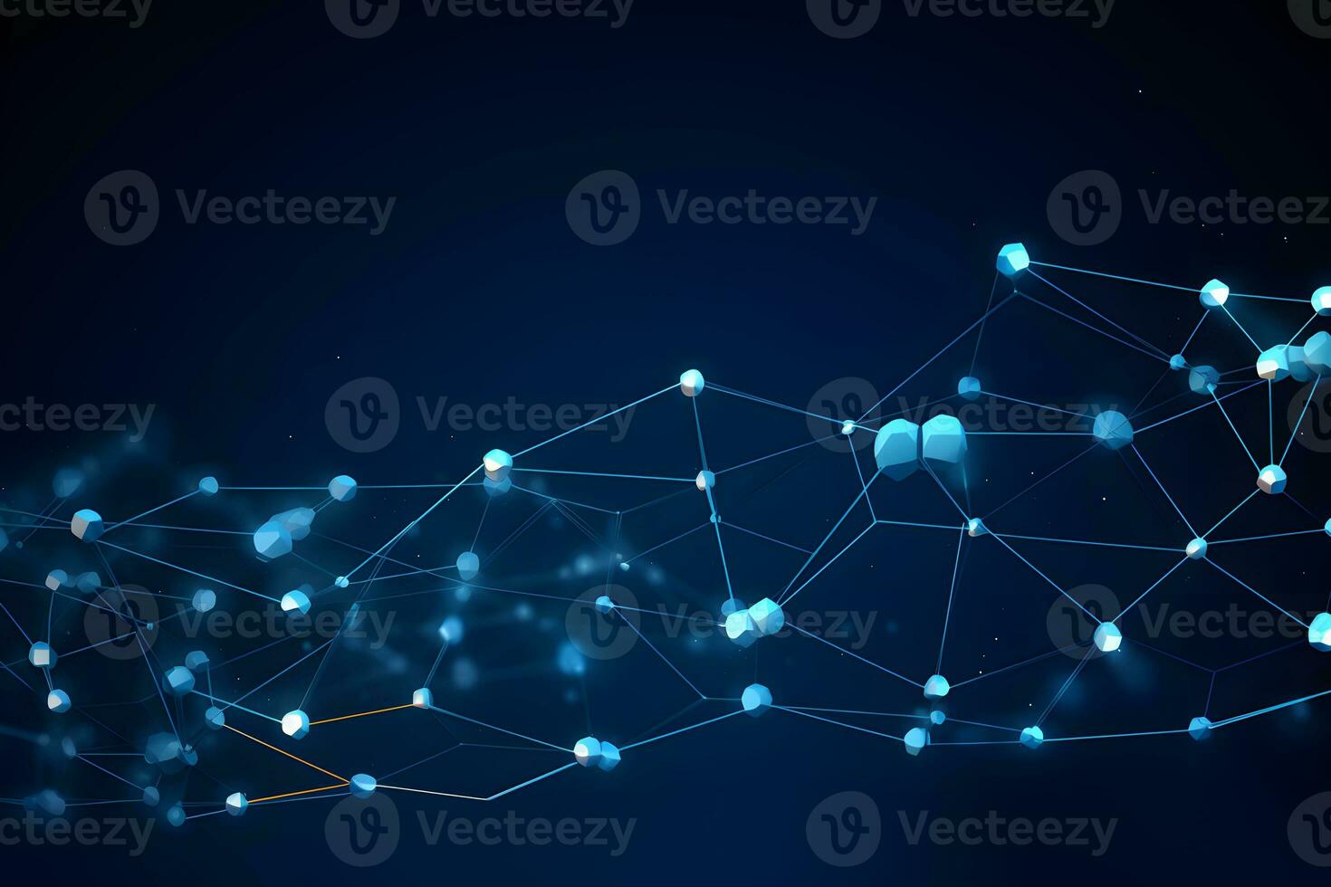 abstract network of dots and lines on dark background. Generative AI photo