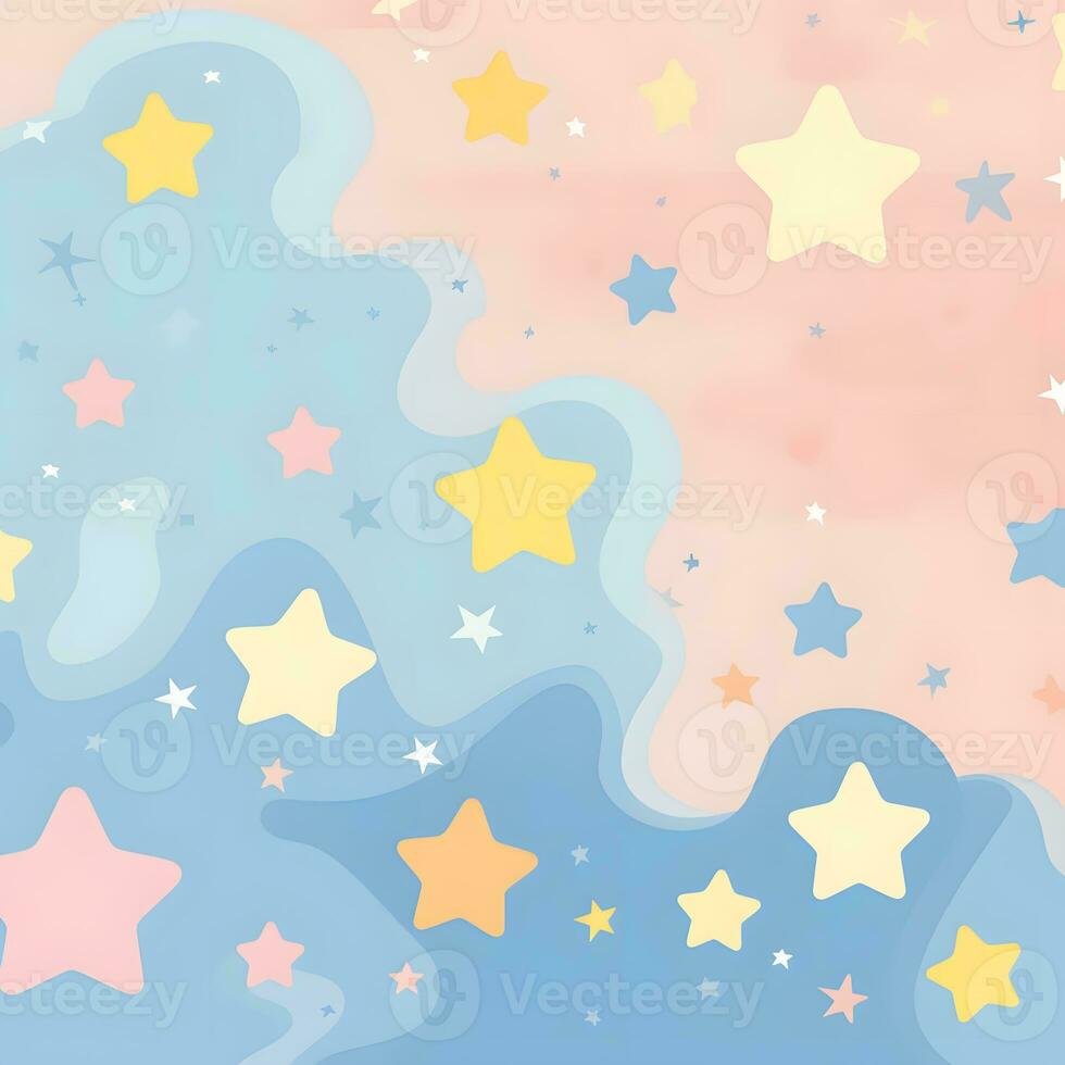 a colorful background with stars and clouds. Generative AI photo