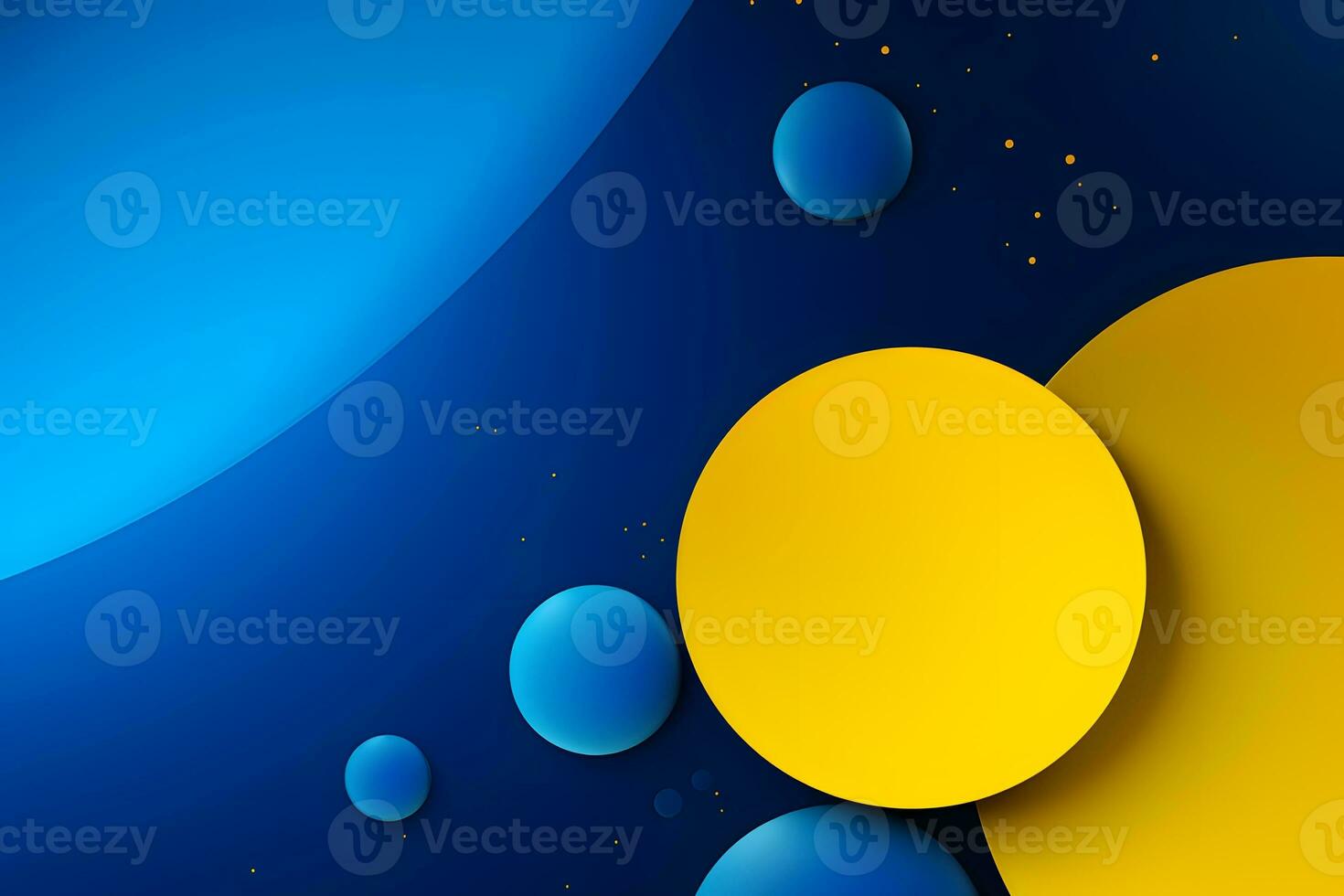 blue and yellow circles on a blue background. Generative AI photo