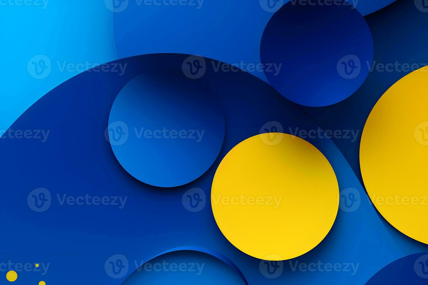 azul y amarillo resumen antecedentes con círculos generativo ai foto