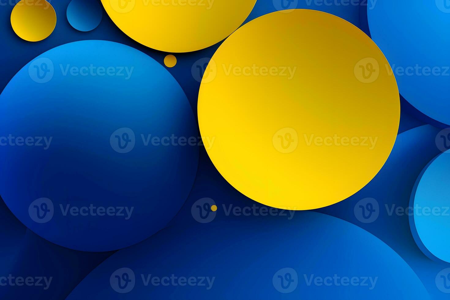 blue and yellow abstract background with circles. Generative AI photo