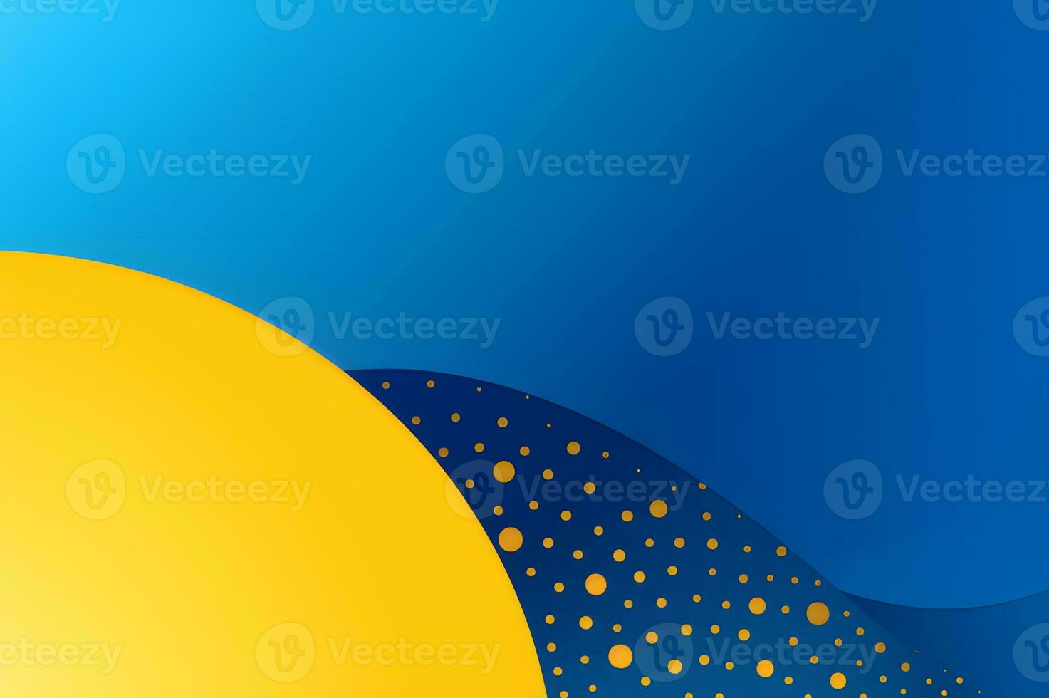a blue and yellow background with a circle in the middle. Generative AI photo