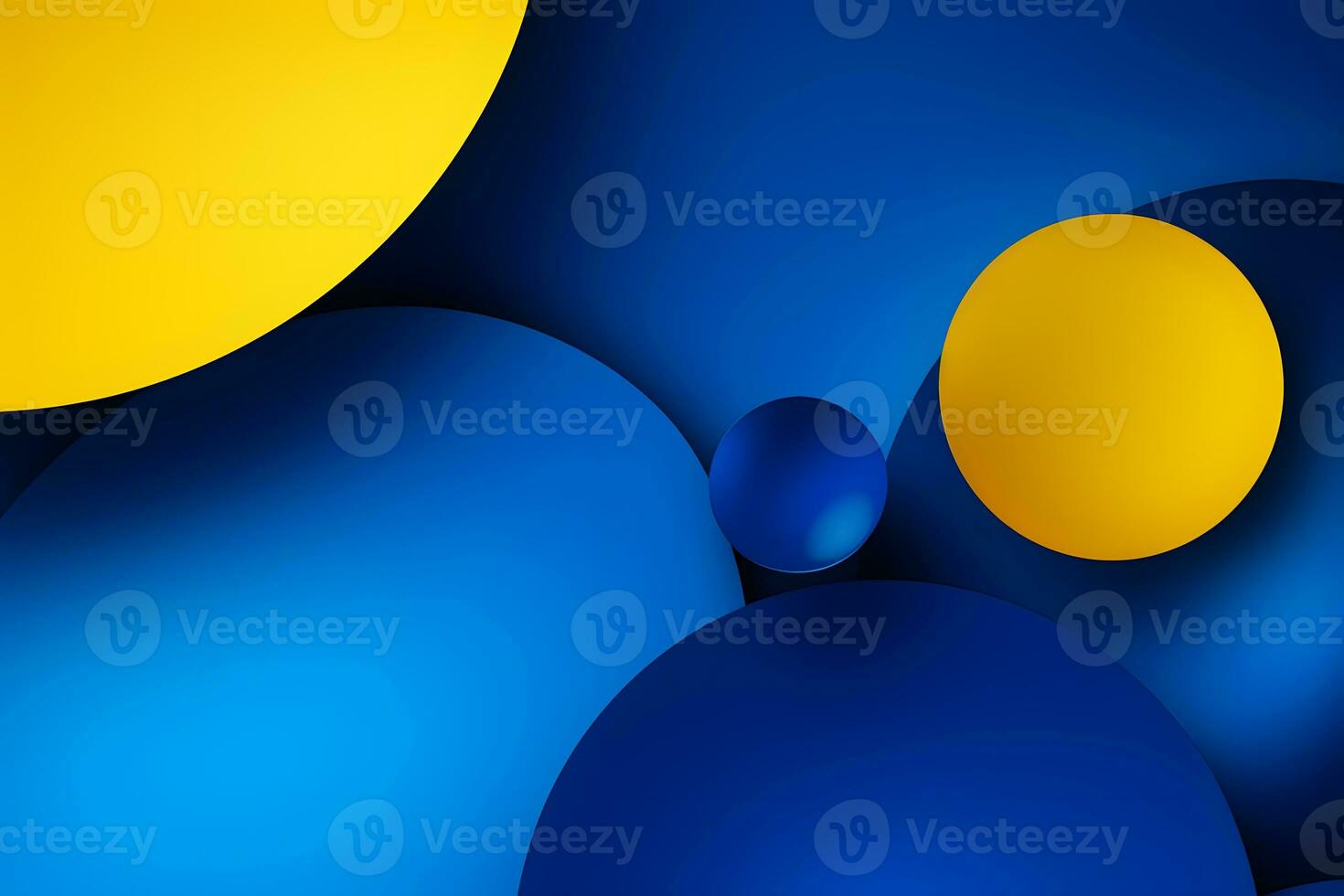 abstract blue and yellow background with circles. Generative AI photo