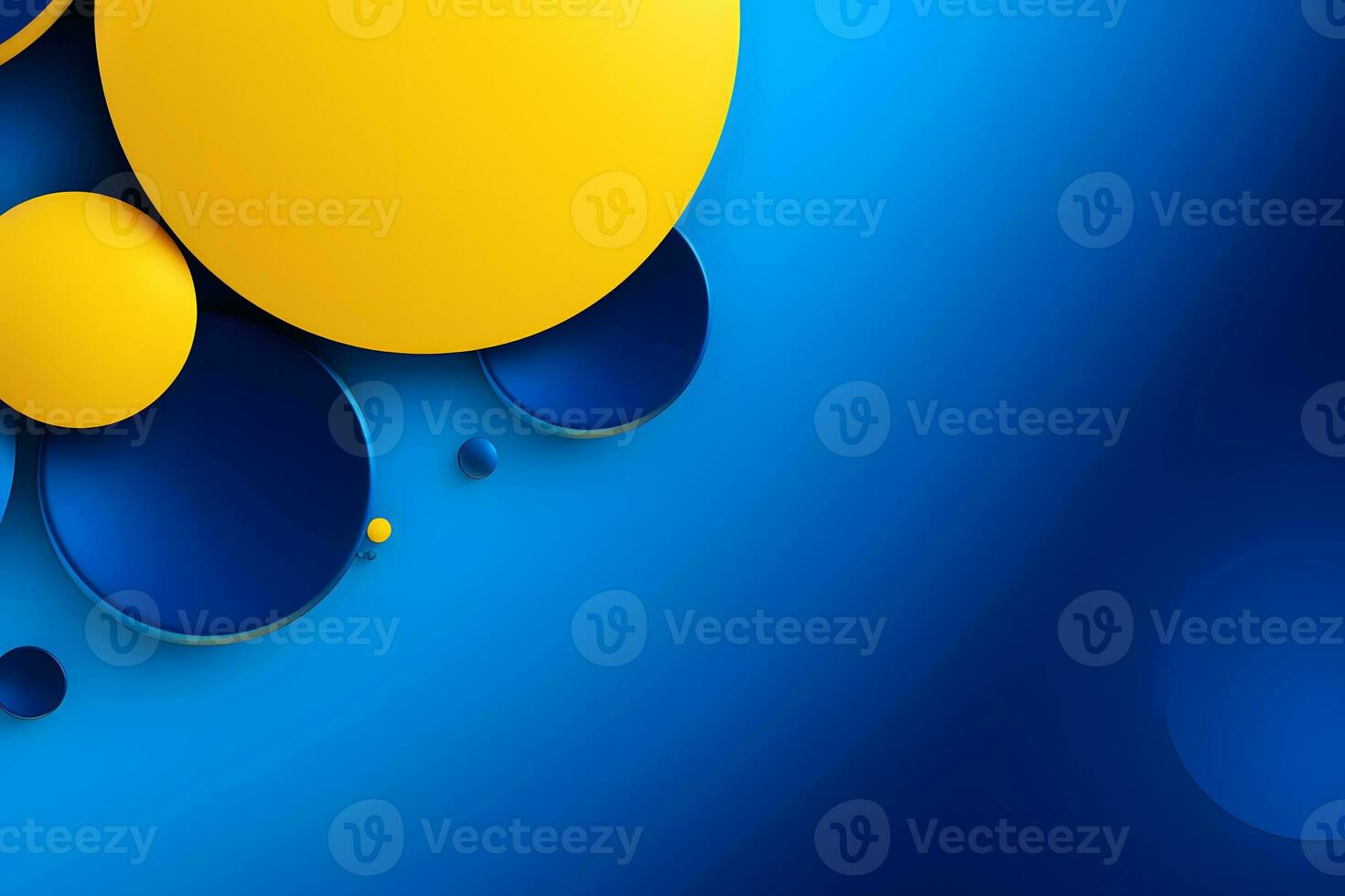 blue and yellow abstract background with circles. Generative AI photo