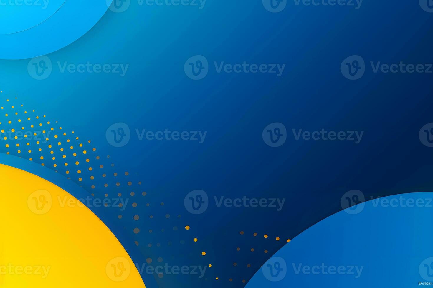 blue and yellow abstract background with circles. Generative AI photo