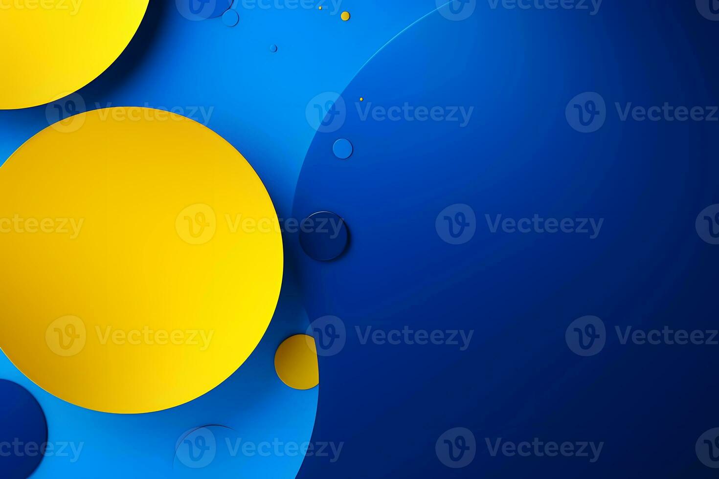 blue and yellow abstract background with circles. Generative AI photo