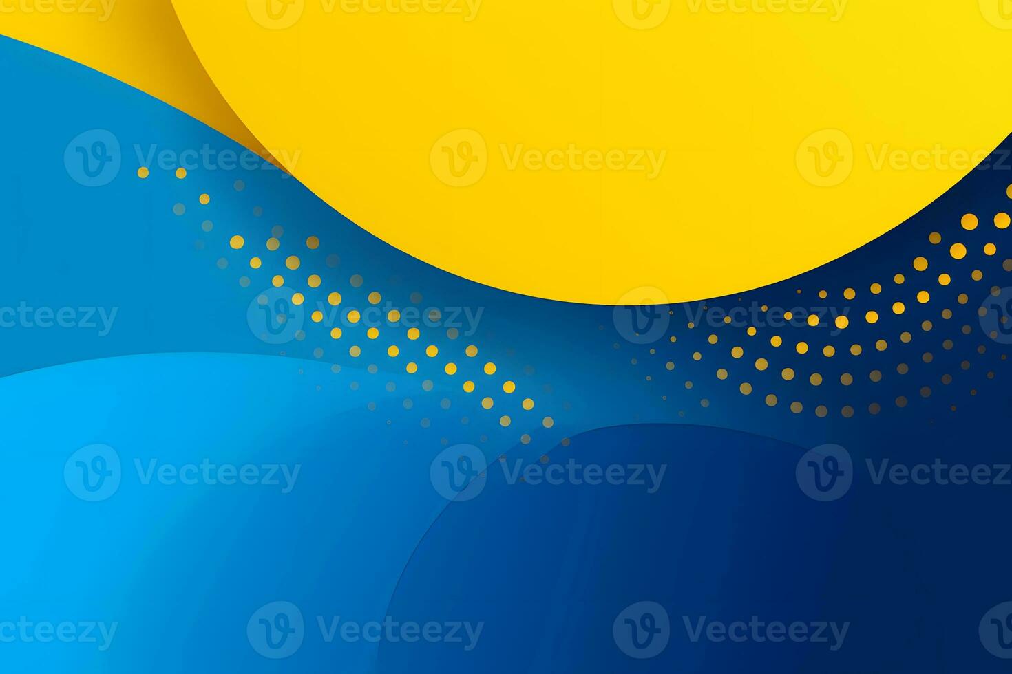a blue and yellow abstract background with a circle. Generative AI photo