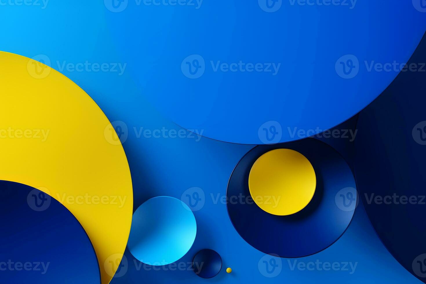 blue and yellow abstract background with circles. Generative AI photo