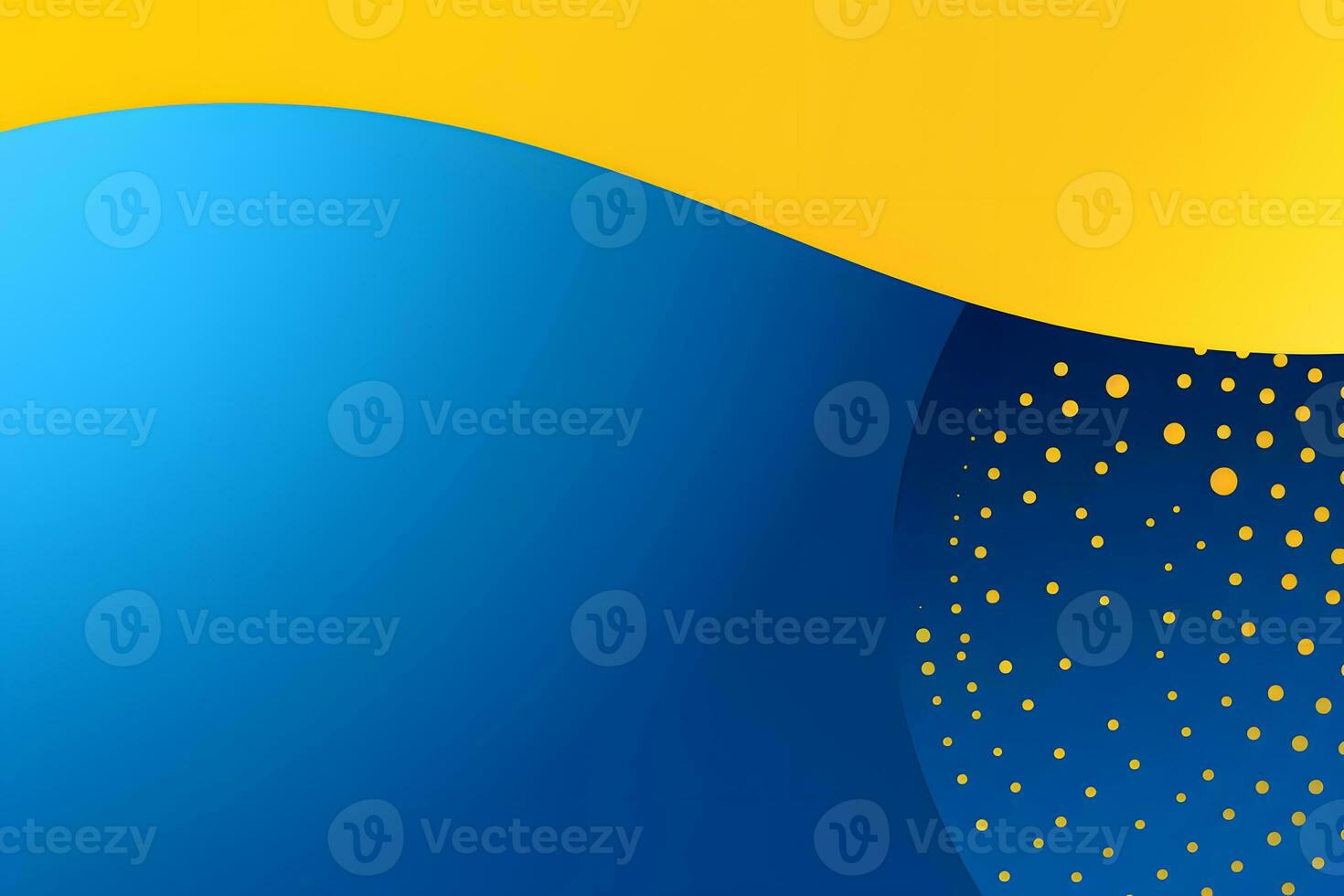 a blue and yellow background with a wave pattern. Generative AI photo