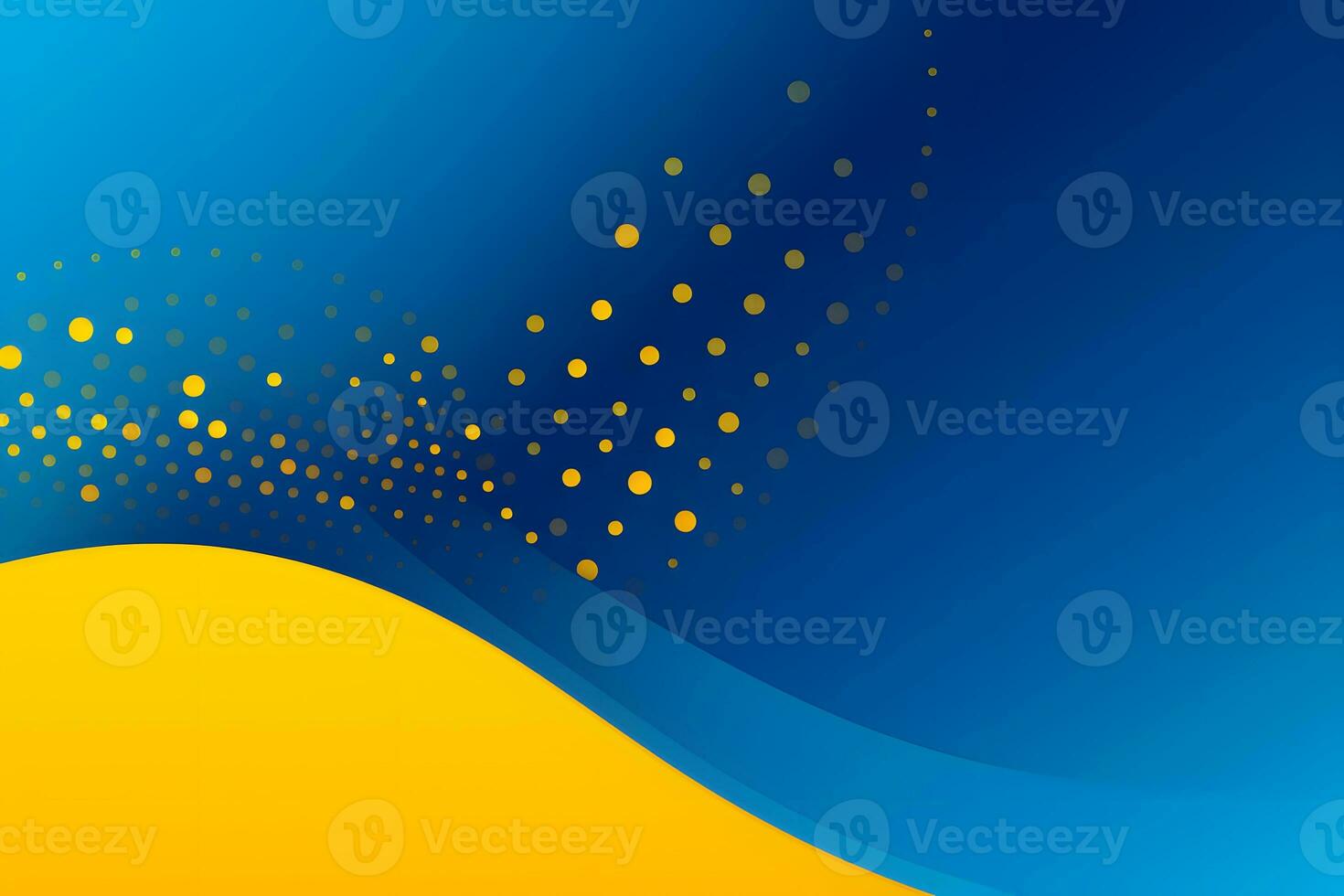 a blue and yellow background with a wave pattern. Generative AI photo