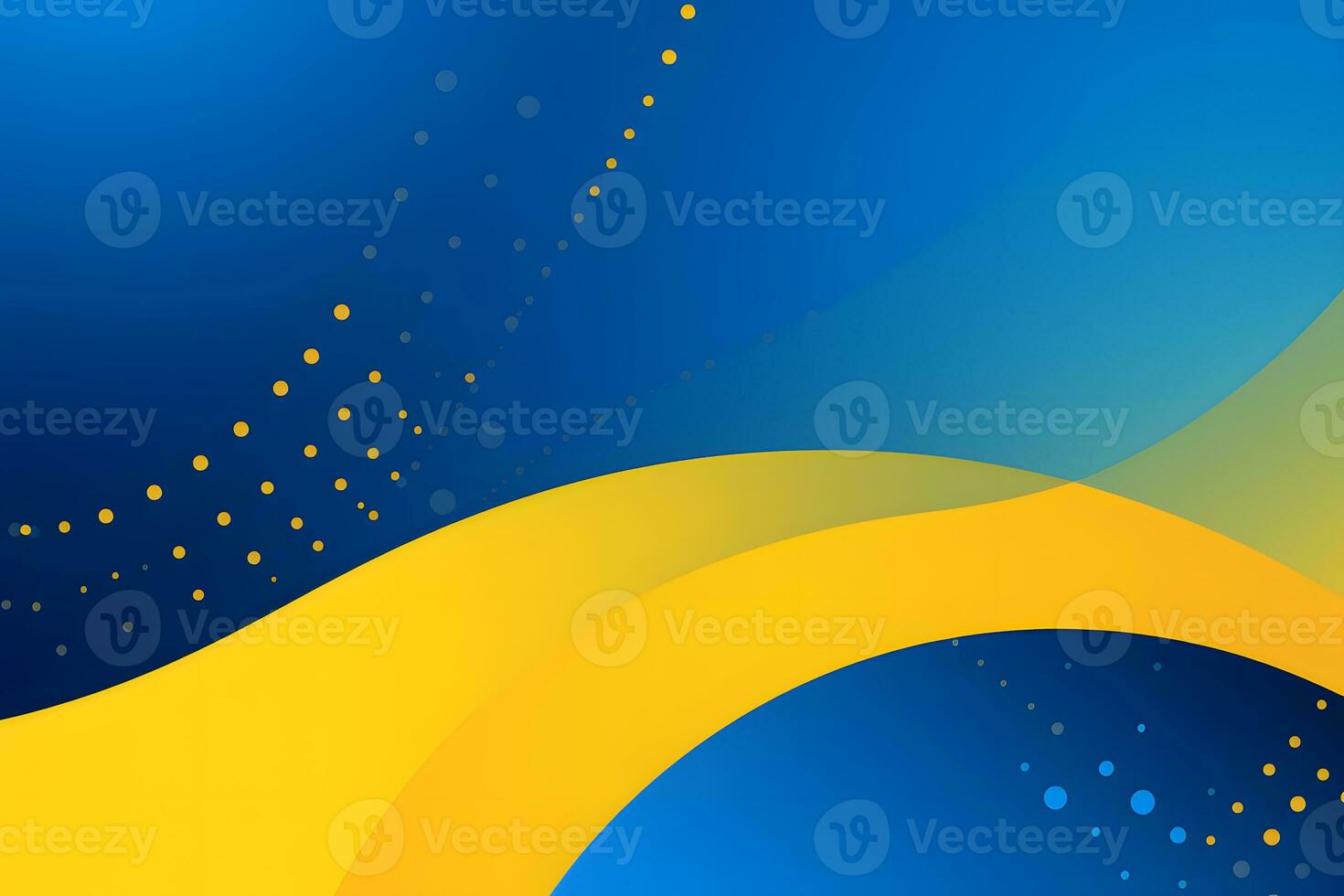 a blue and yellow background with a wave pattern. Generative AI photo