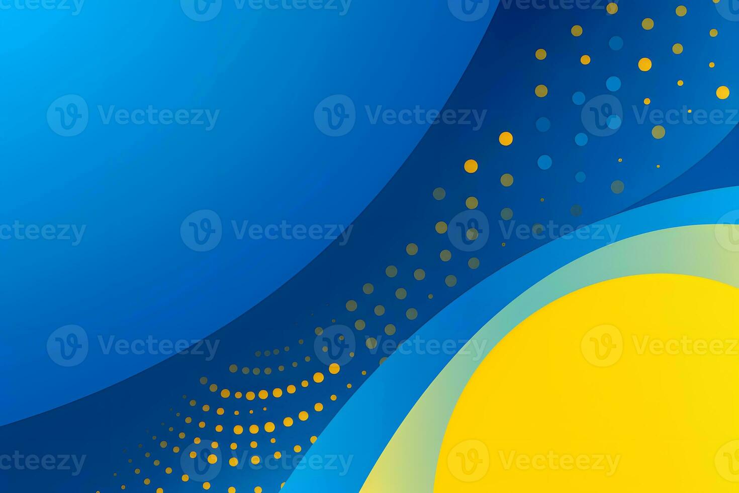 a blue and yellow background with a yellow dot. Generative AI photo