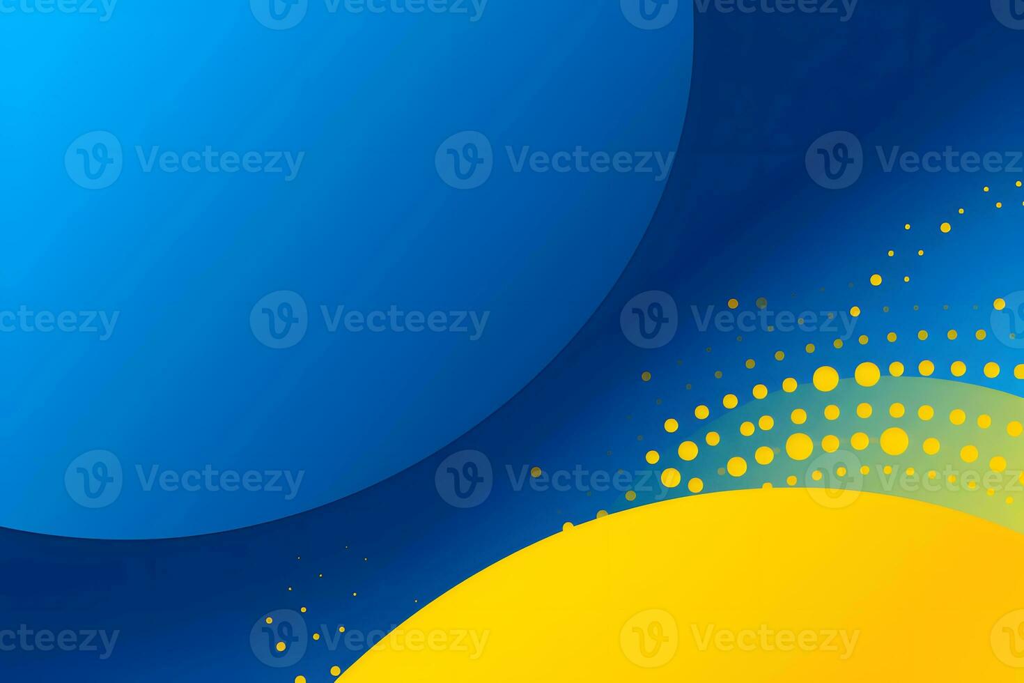 a blue and yellow background with a circle in the middle. Generative AI photo