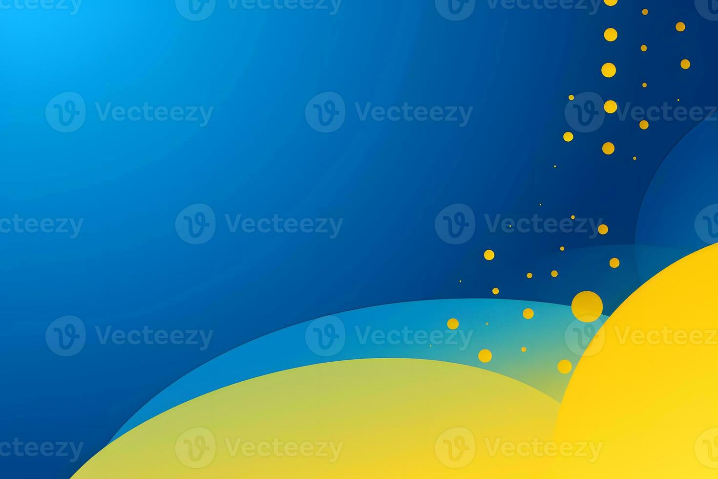 a blue and yellow background with a wave. Generative AI photo