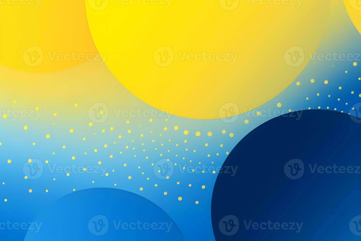 a blue and yellow background with circles. Generative AI photo