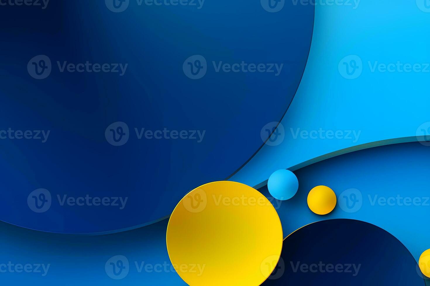 blue and yellow abstract background with circles. Generative AI photo