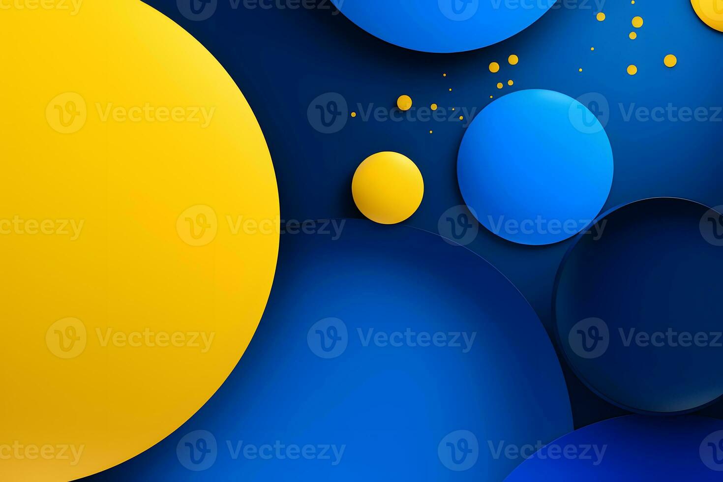 blue and yellow abstract background with circles. Generative AI photo