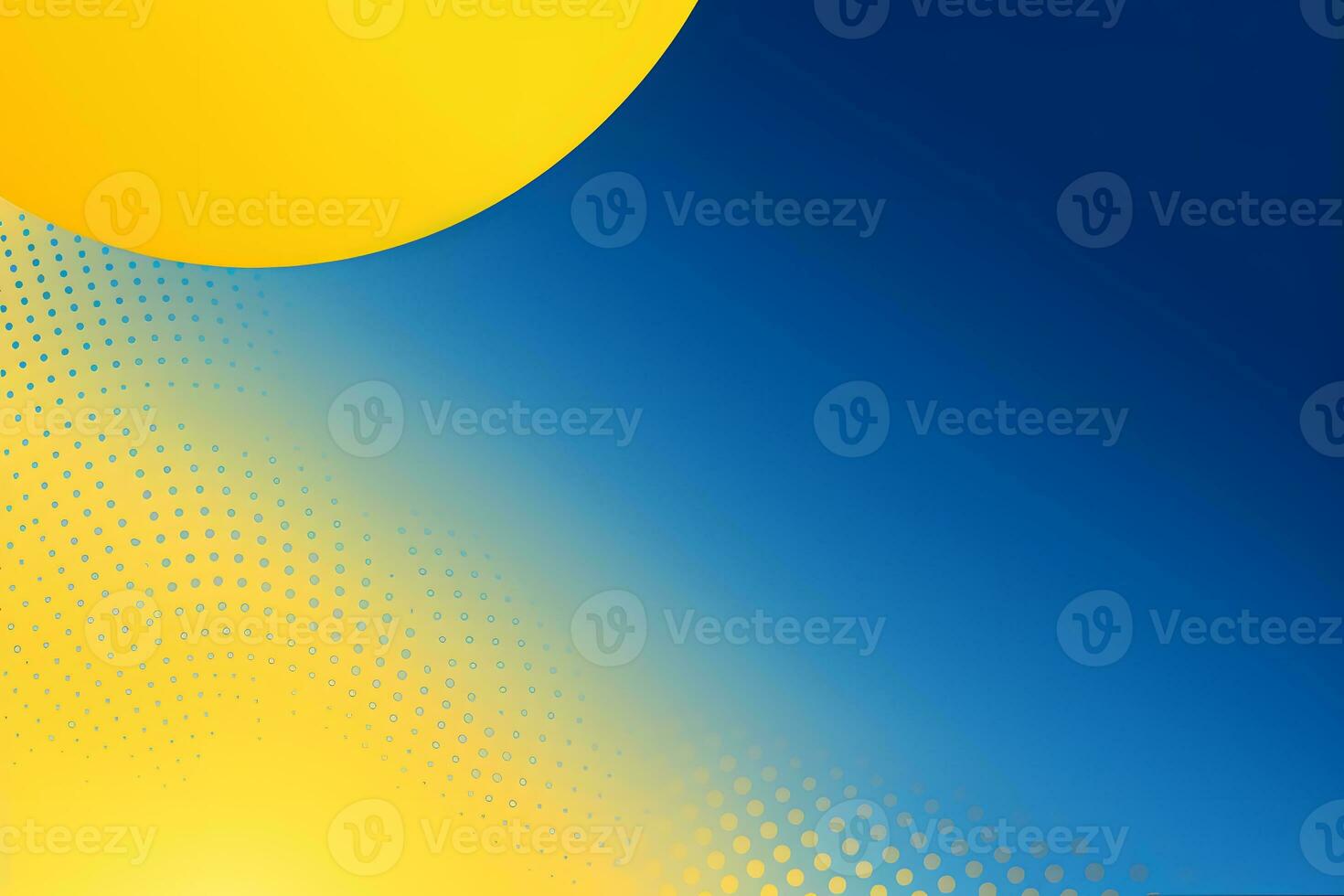 a yellow and blue background with a sun. Generative AI photo