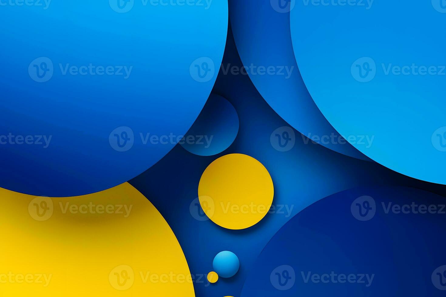 blue and yellow abstract background with circles. Generative AI photo