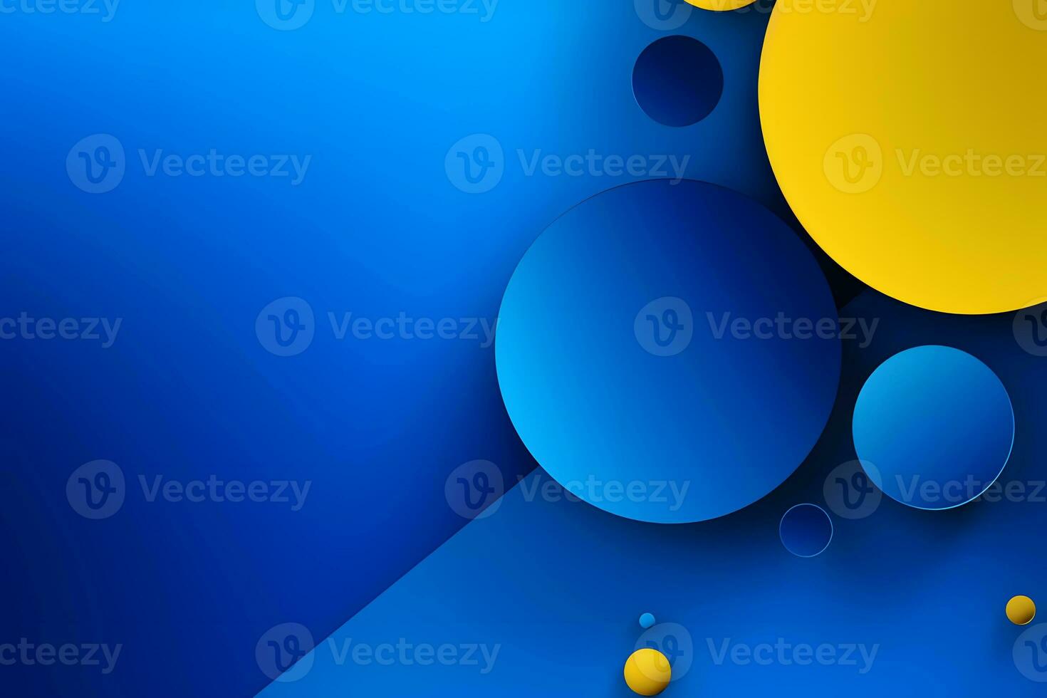 blue and yellow abstract background with circles. Generative AI photo