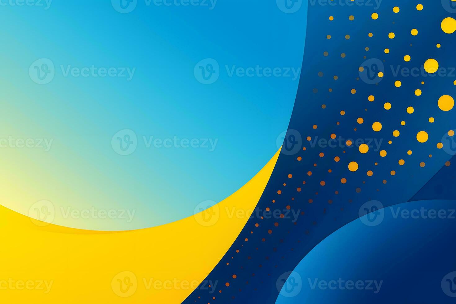 a blue and yellow background with a circle in the middle. Generative AI photo