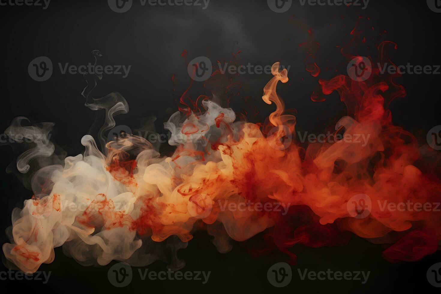 fire and smoke on a black background. Generative AI photo