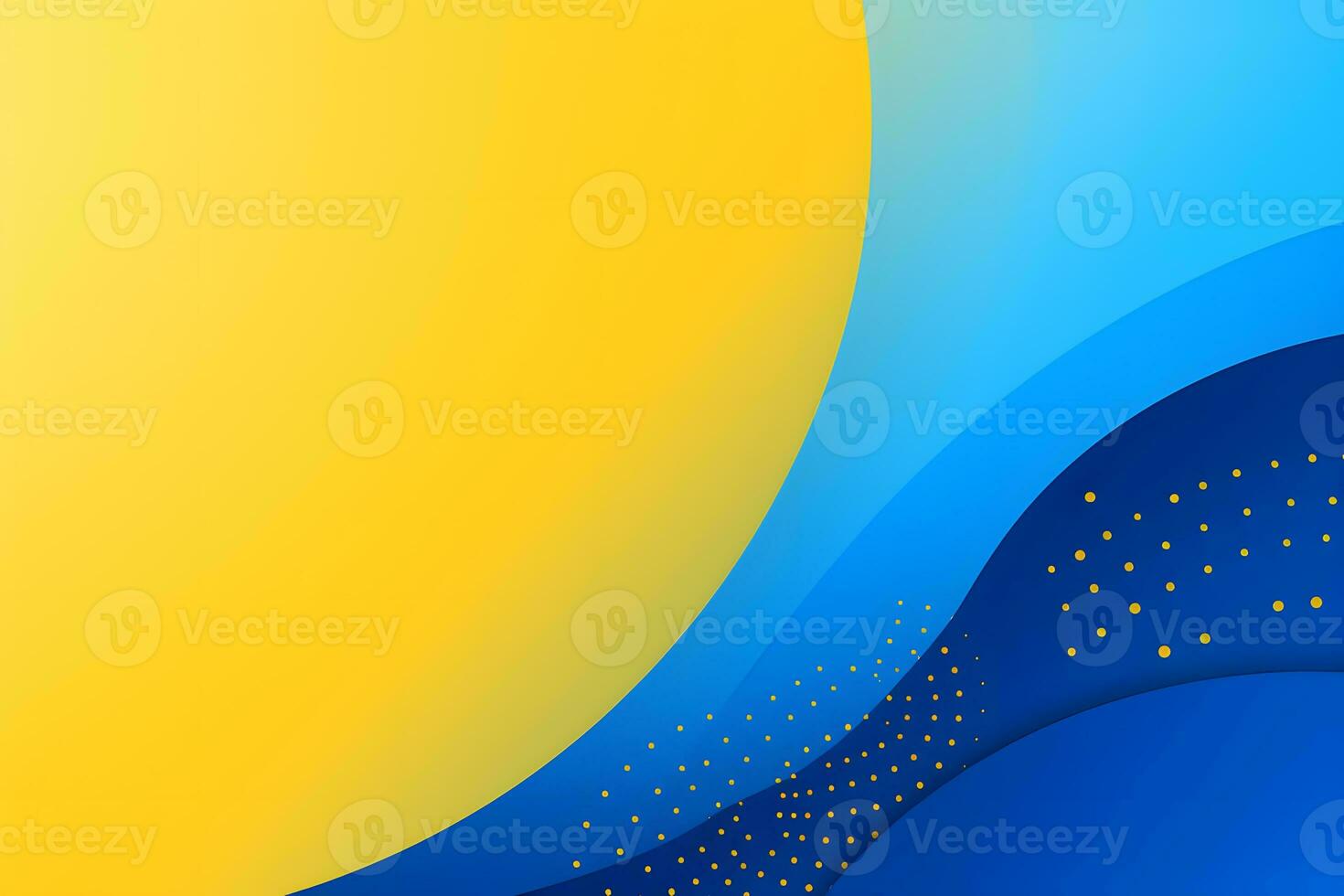 a blue and yellow background with a wave. Generative AI photo