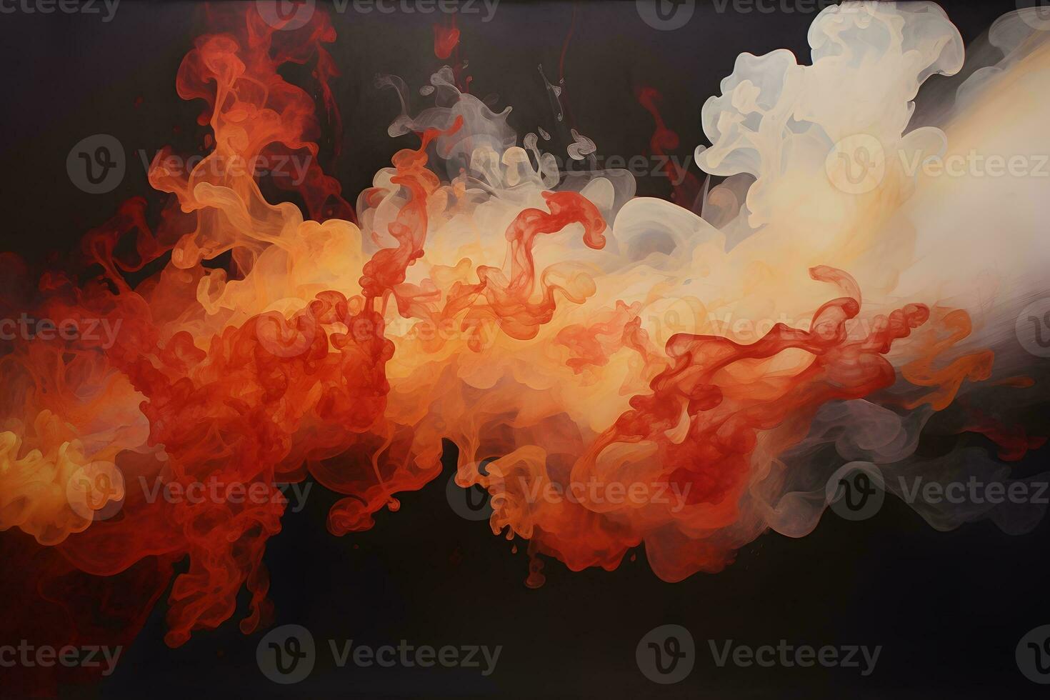 an abstract painting with orange and white smoke. Generative AI photo