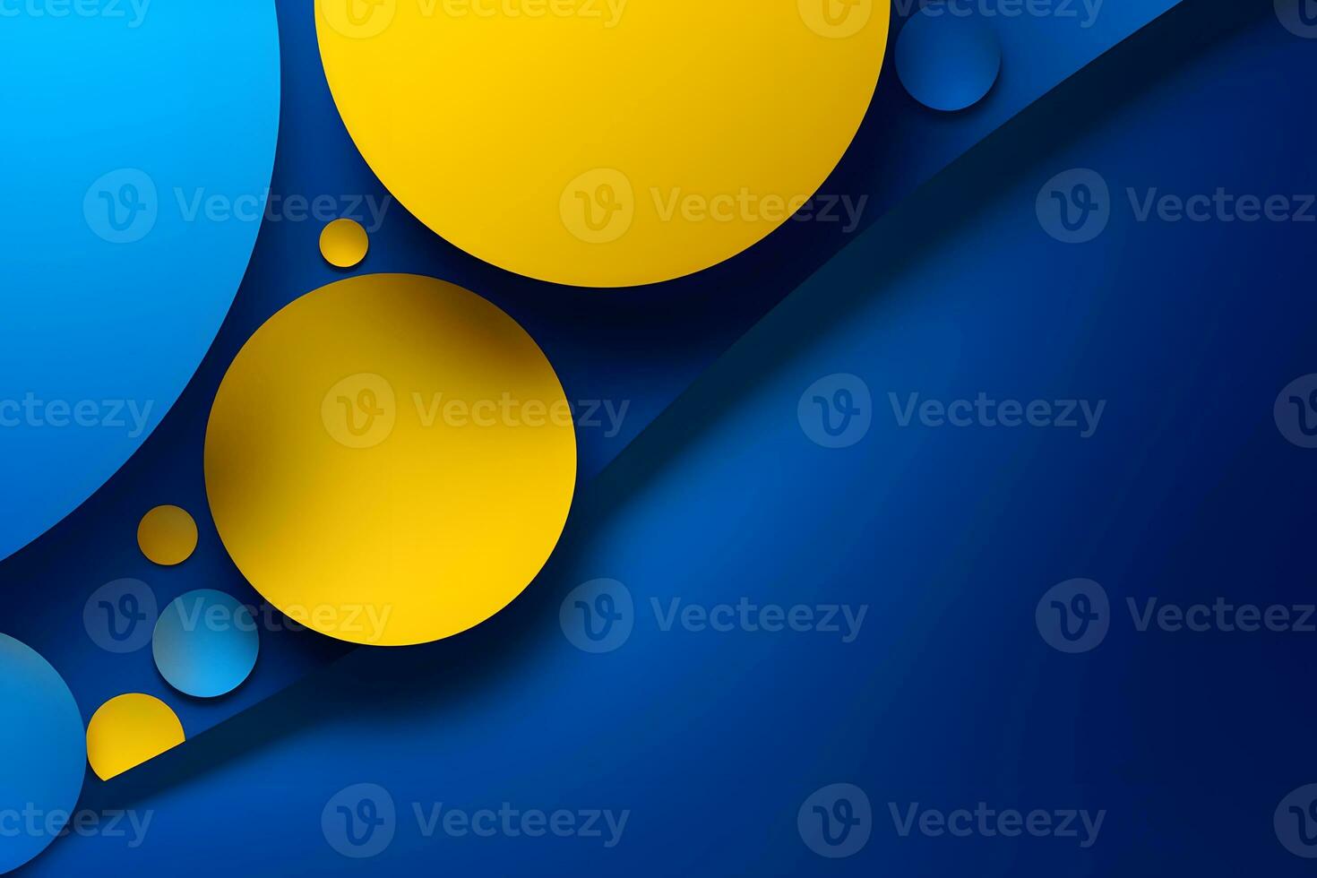 blue and yellow abstract background with circles. Generative AI photo