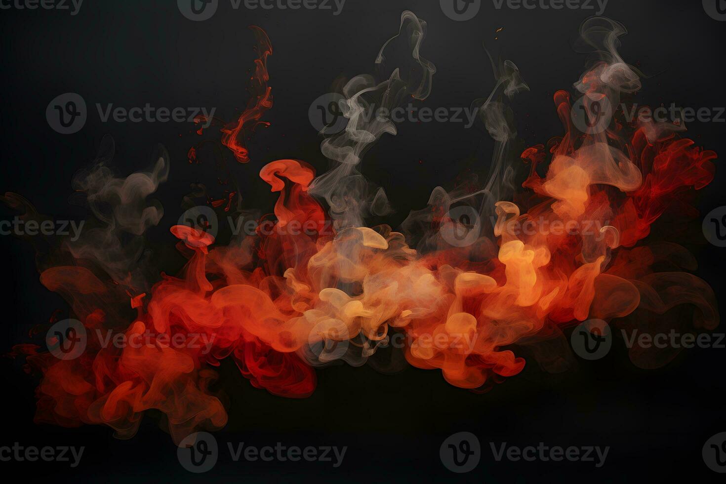 red and orange smoke on a black background. Generative AI photo