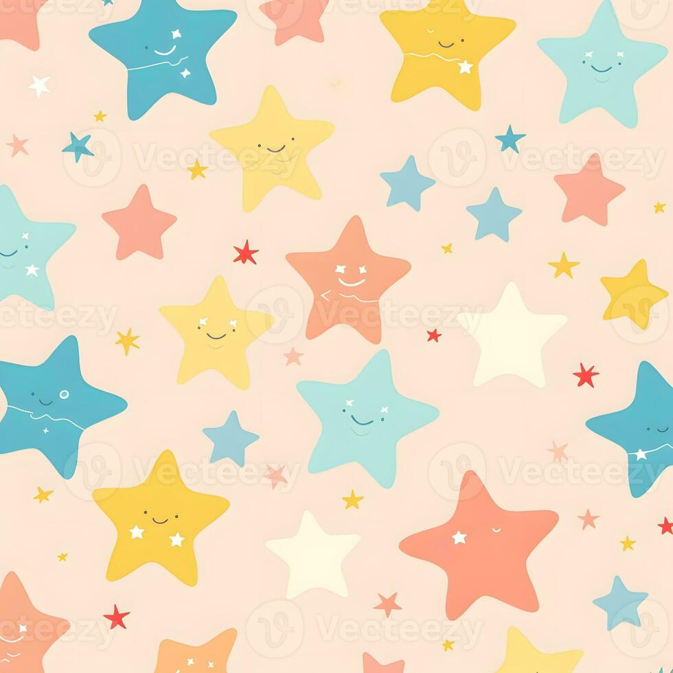 a colorful star pattern with smiling faces. Generative AI photo