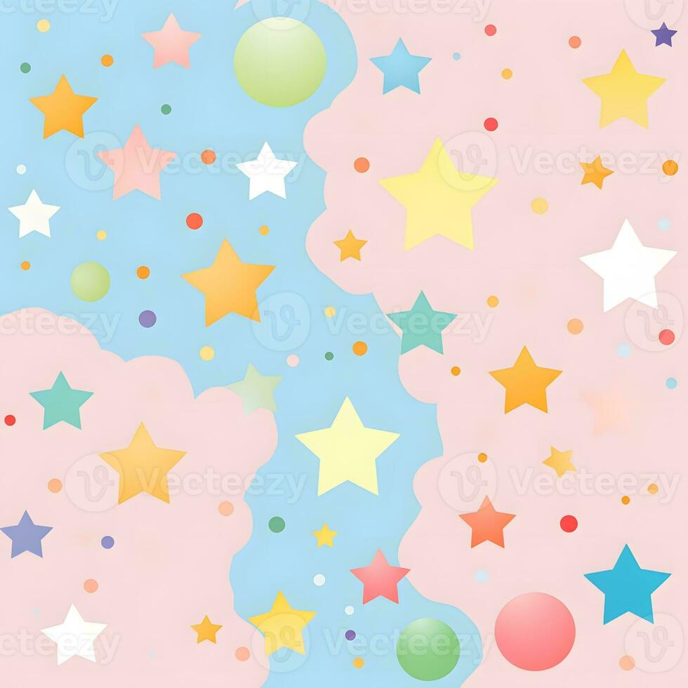a colorful background with stars and bubbles. Generative AI photo