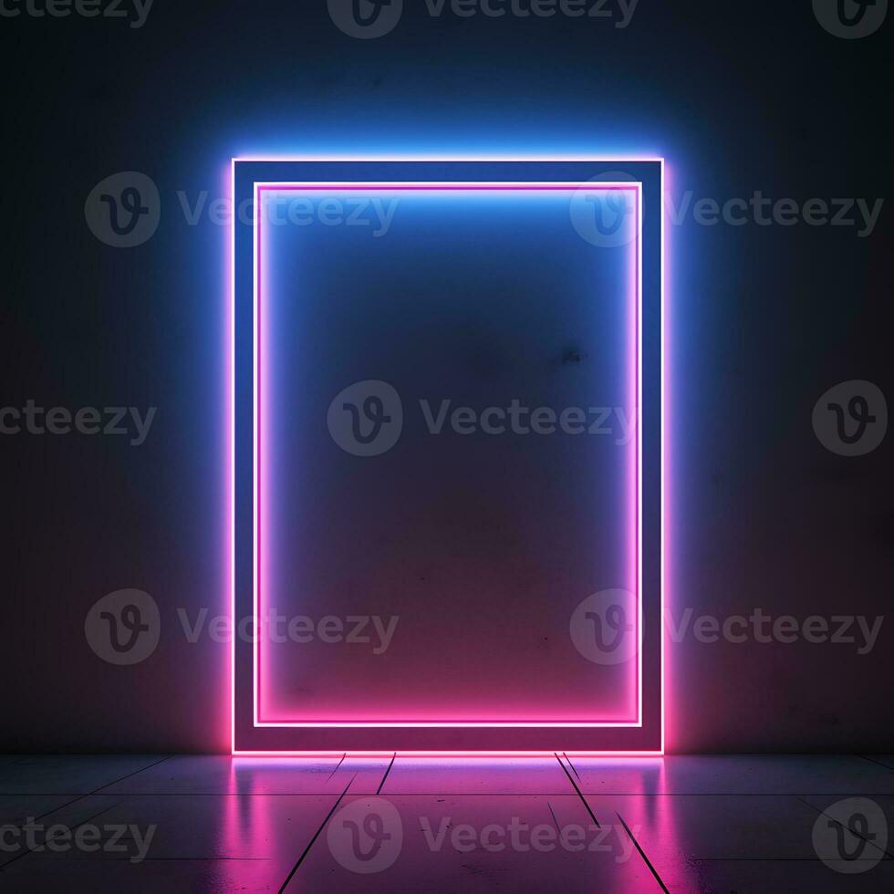 neon neon sign on a wall with a floor. Generative AI photo